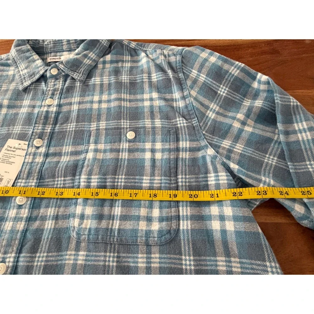 Sonoma Goods For Life Mens XL Supersoft Flannel Blue Plaid Shirt MS43W120RR1